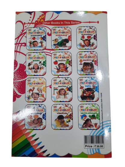 Pick-N-Color Kids Drawing & Coloring Book Toys, Objects, Vegetables & Shapes Activity Books